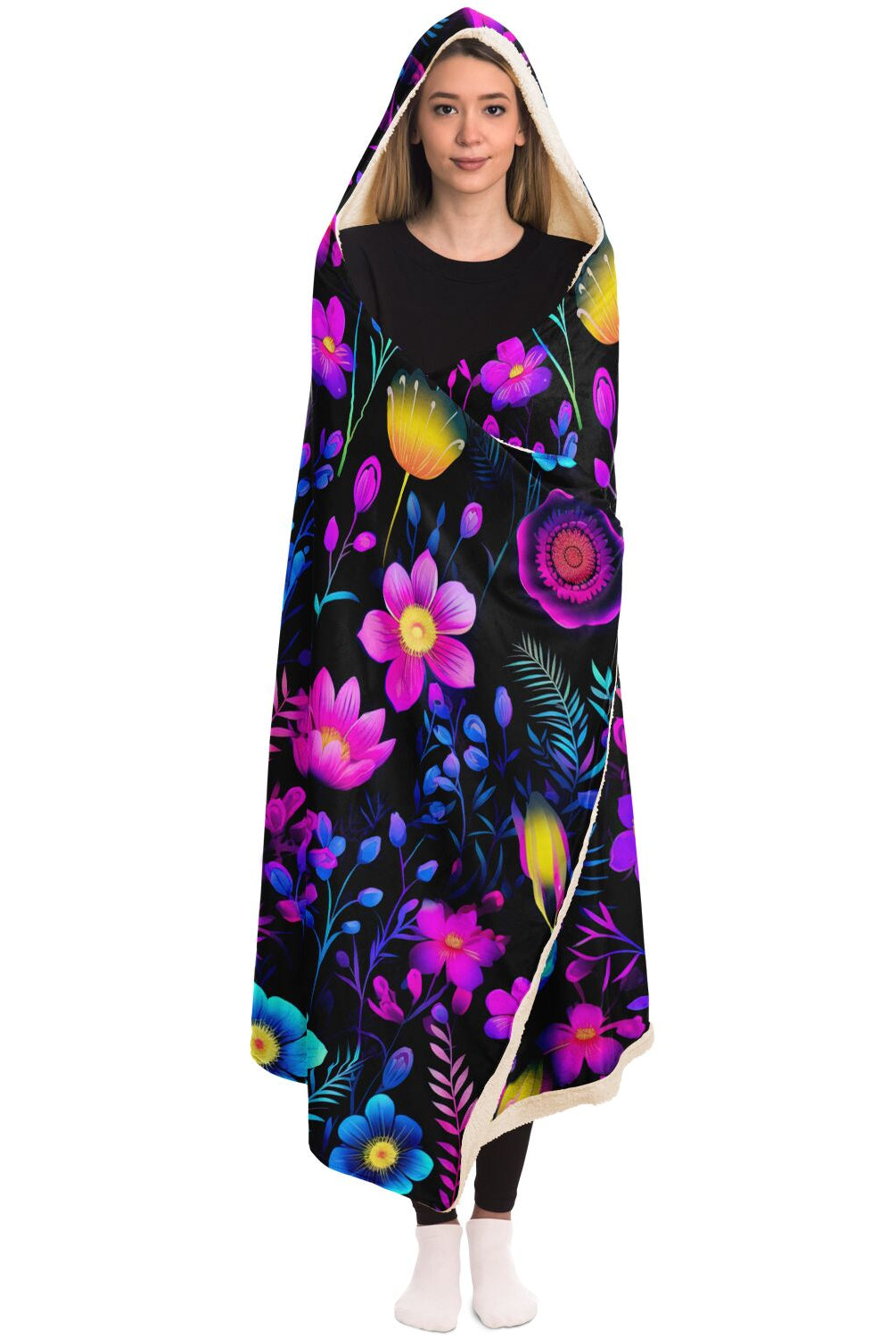 floral hooded blanket