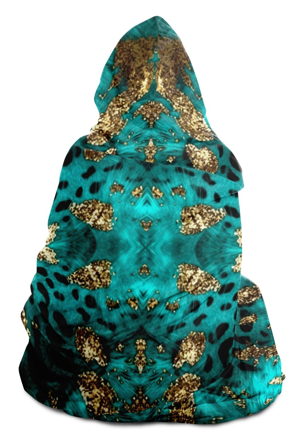 teal gold print luxury hooded blanket