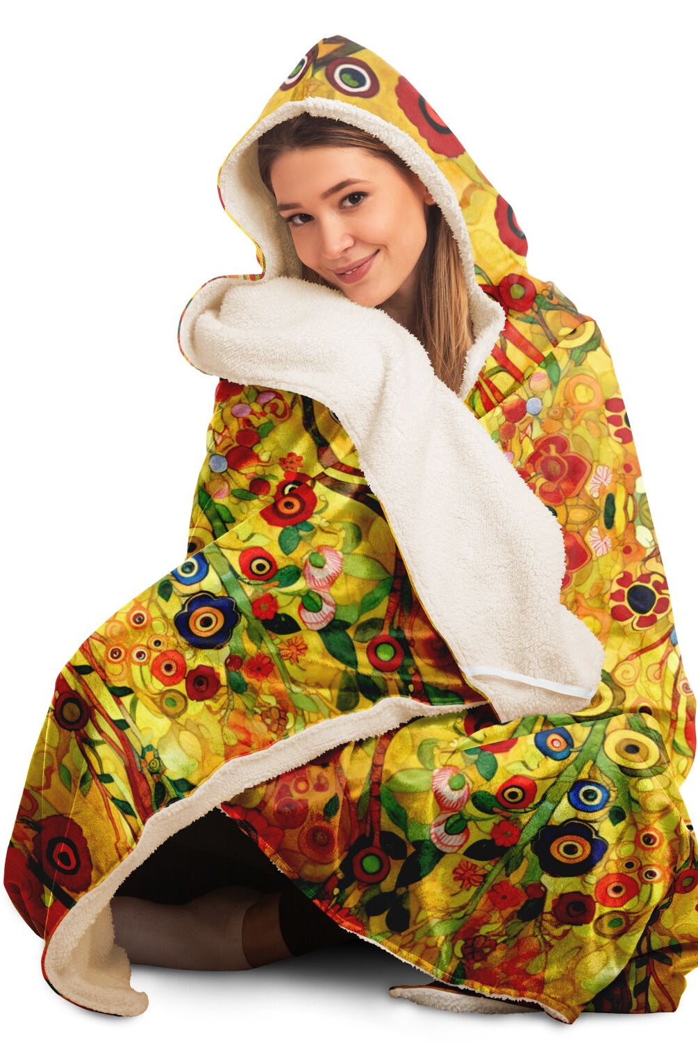 Klimt art print hooded blanket