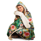 Hoodie blanket with Japanese floral art print