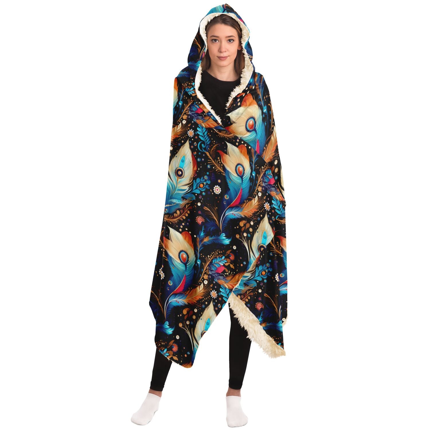 Blanket hoodie with Western Boho print
