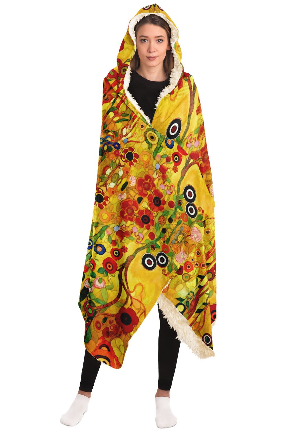 Klimt floral print hooded blanket