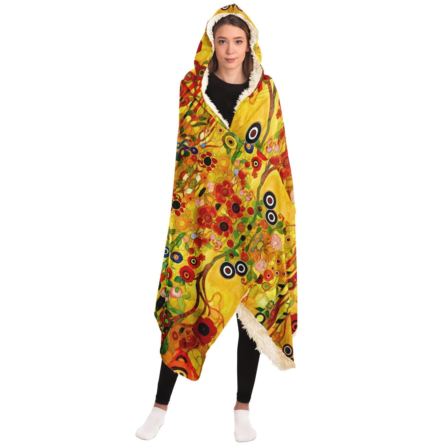 Klimt floral print hooded blanket
