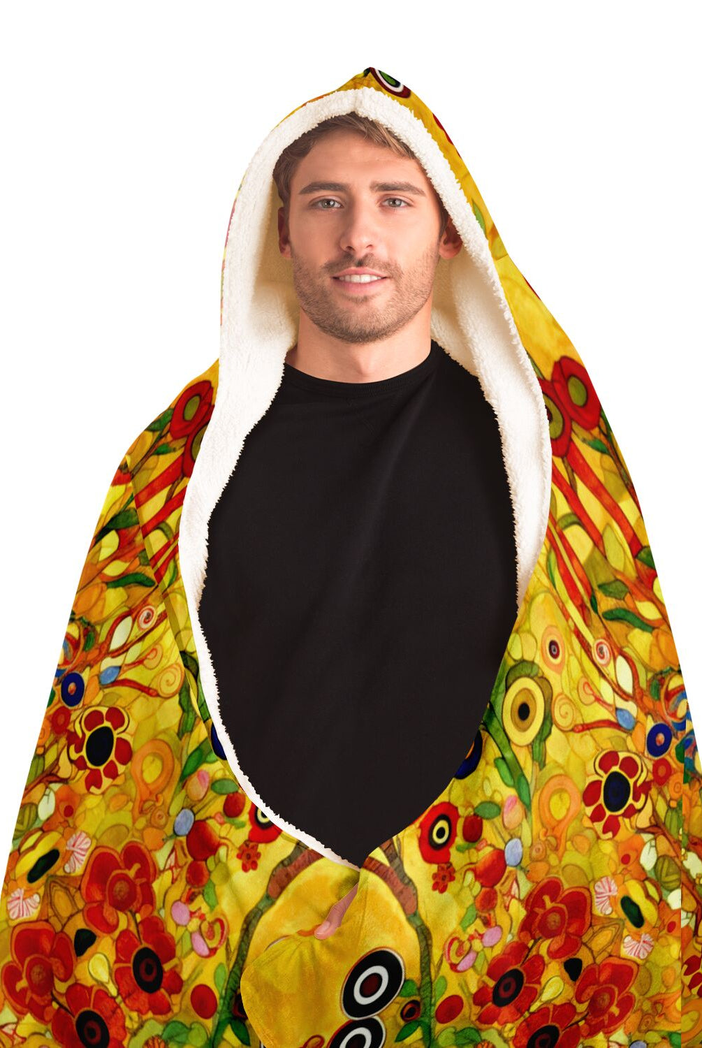 Elivior hoodie blanket with Klimt inspired floral print