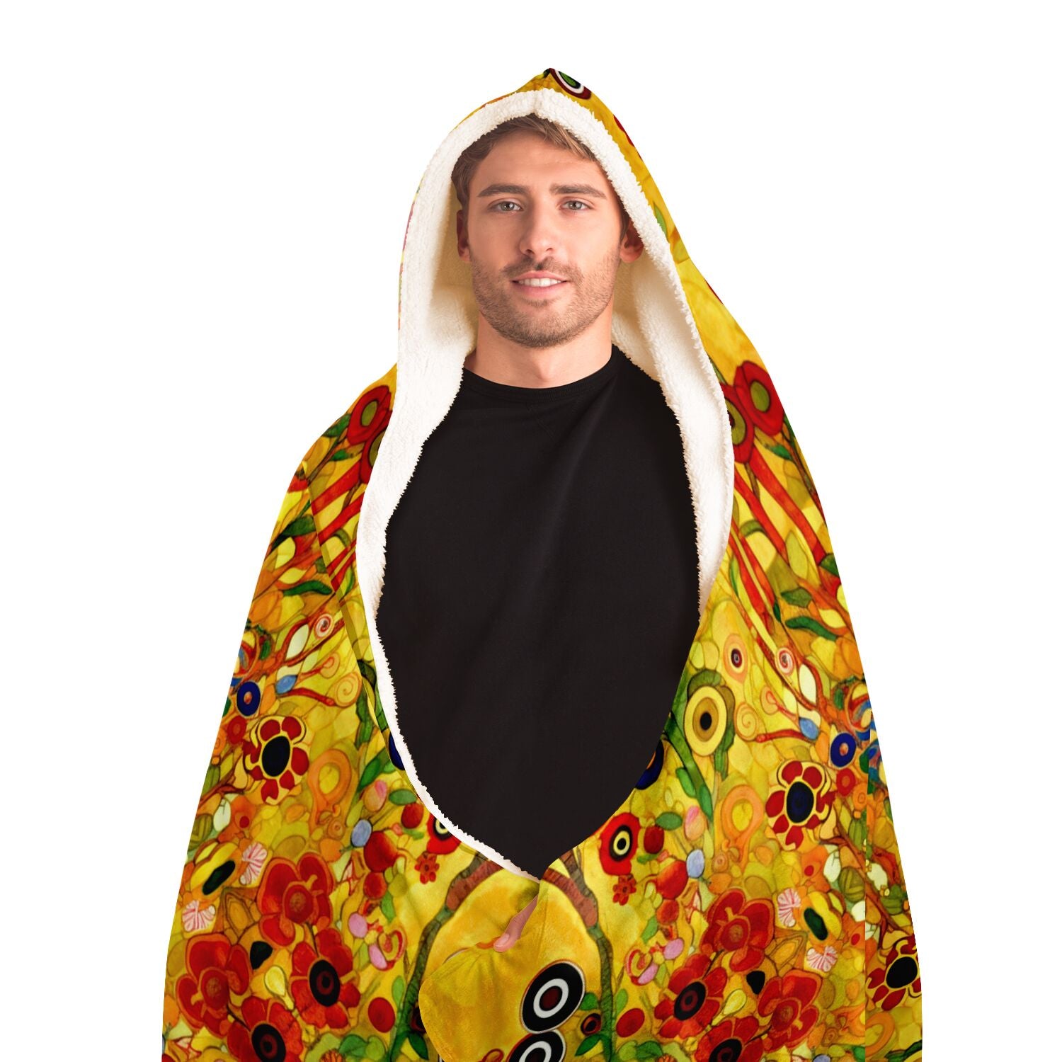 Elivior hoodie blanket with Klimt inspired floral print