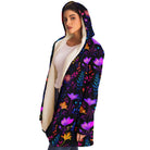 chic stylish hoodie cloak with vibrant neon wildflowers print