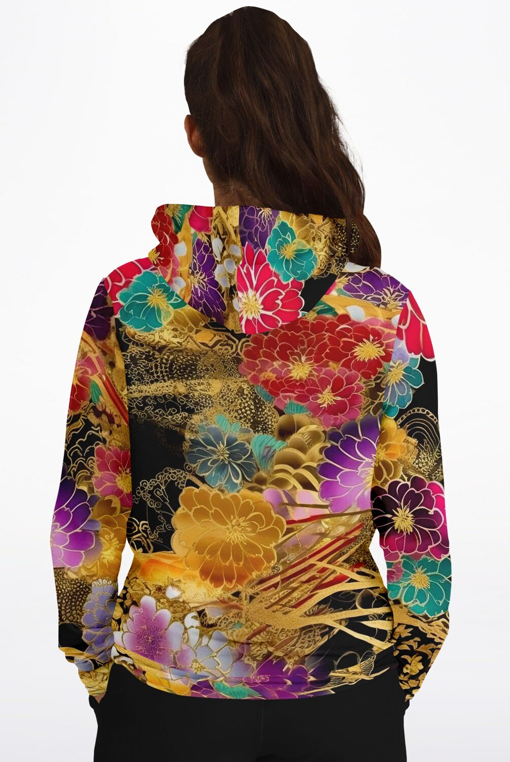 Japanese floral art print hoodie