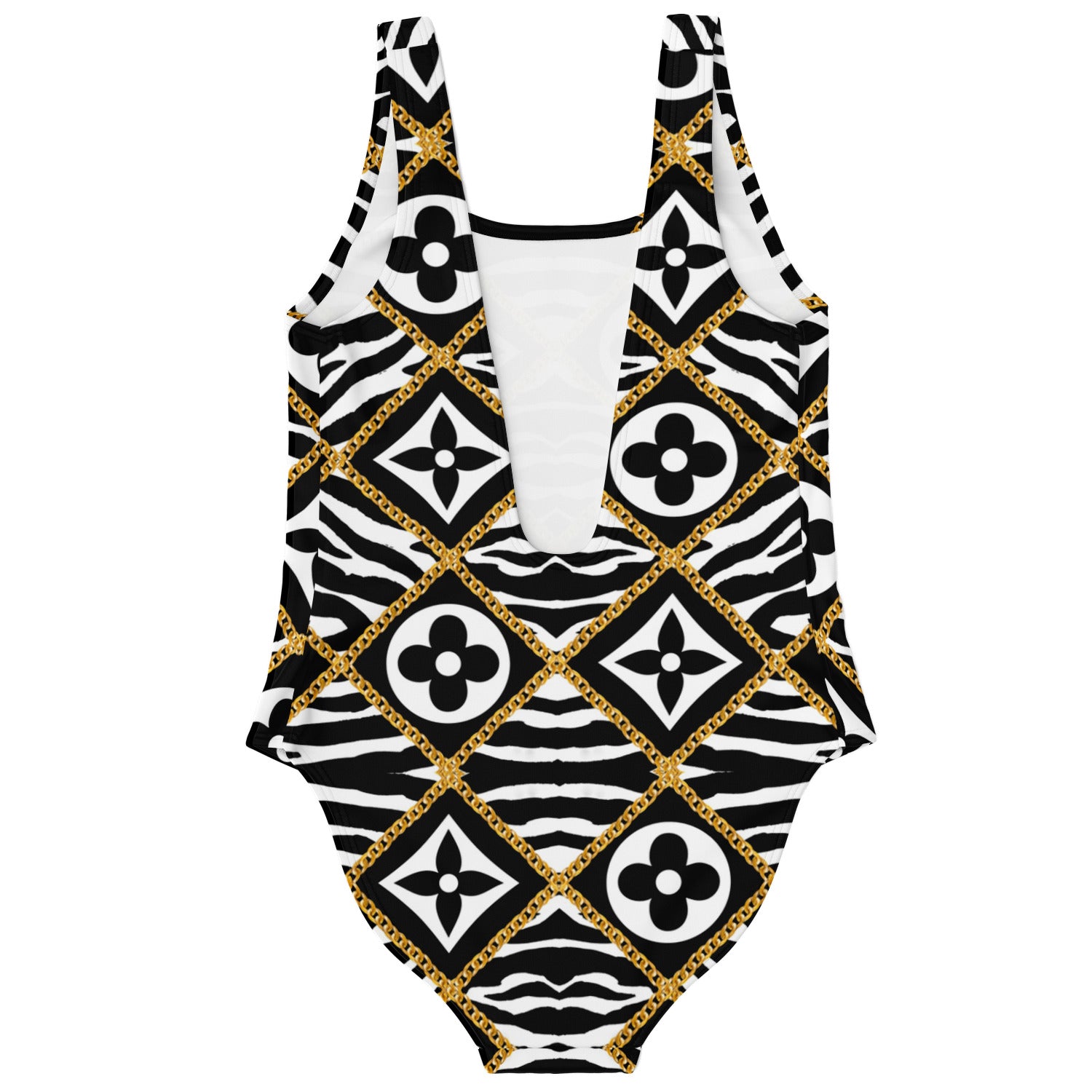 monogram flower one piece swimsuit