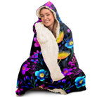 hooded blanket with neon wildflowers print
