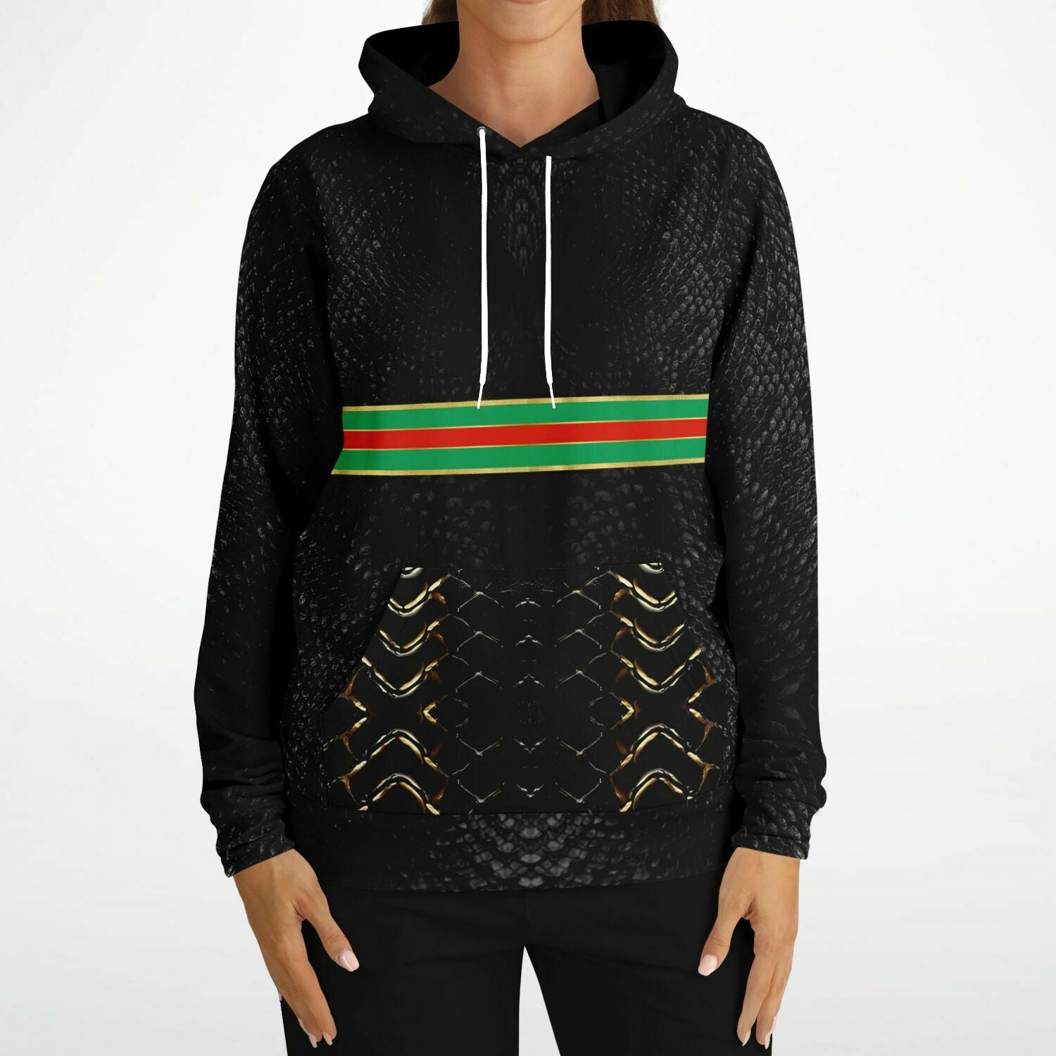 snake skin print fashion hoodie by Elivior