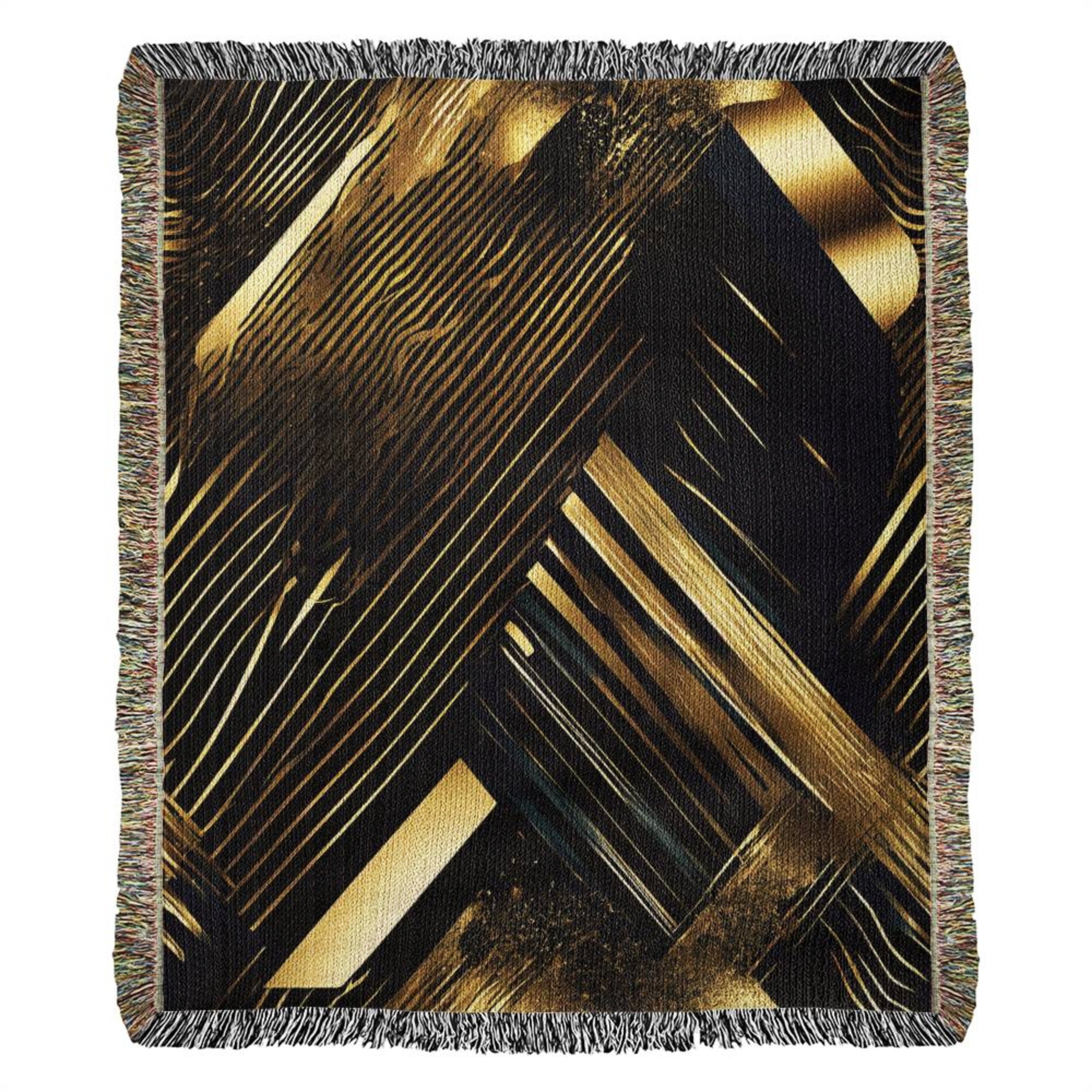Abstract Black and Gold Blanket Throw