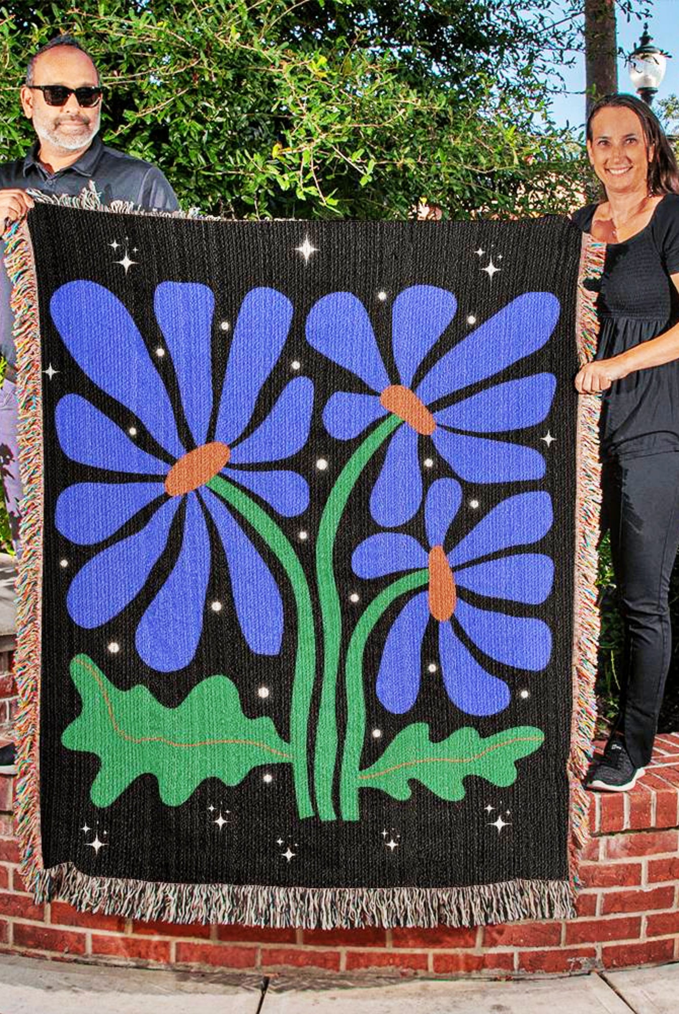 Daisy Retro Vintage Woven Blanket Throw