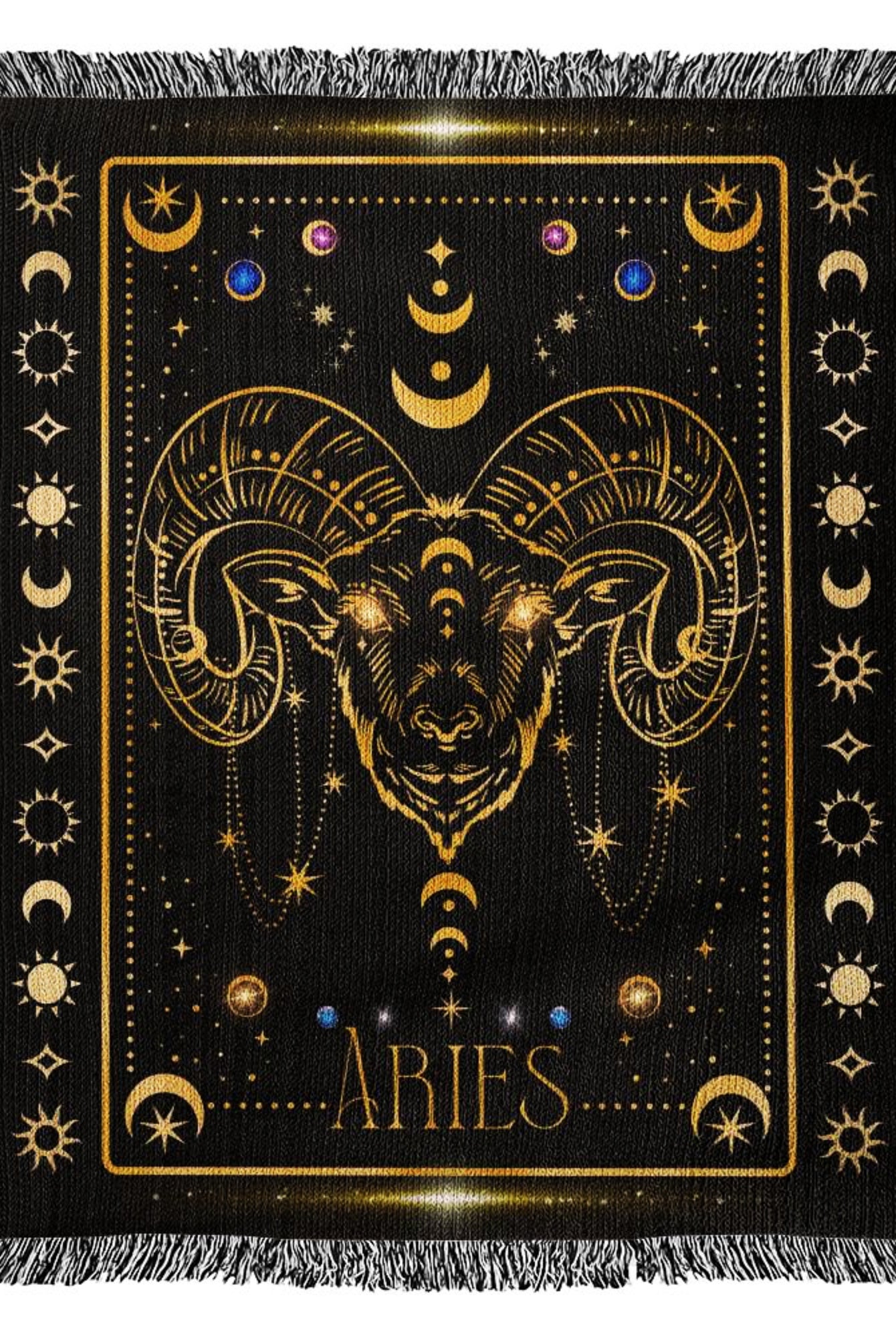 Aries Zodiac Woven Throw Blanket