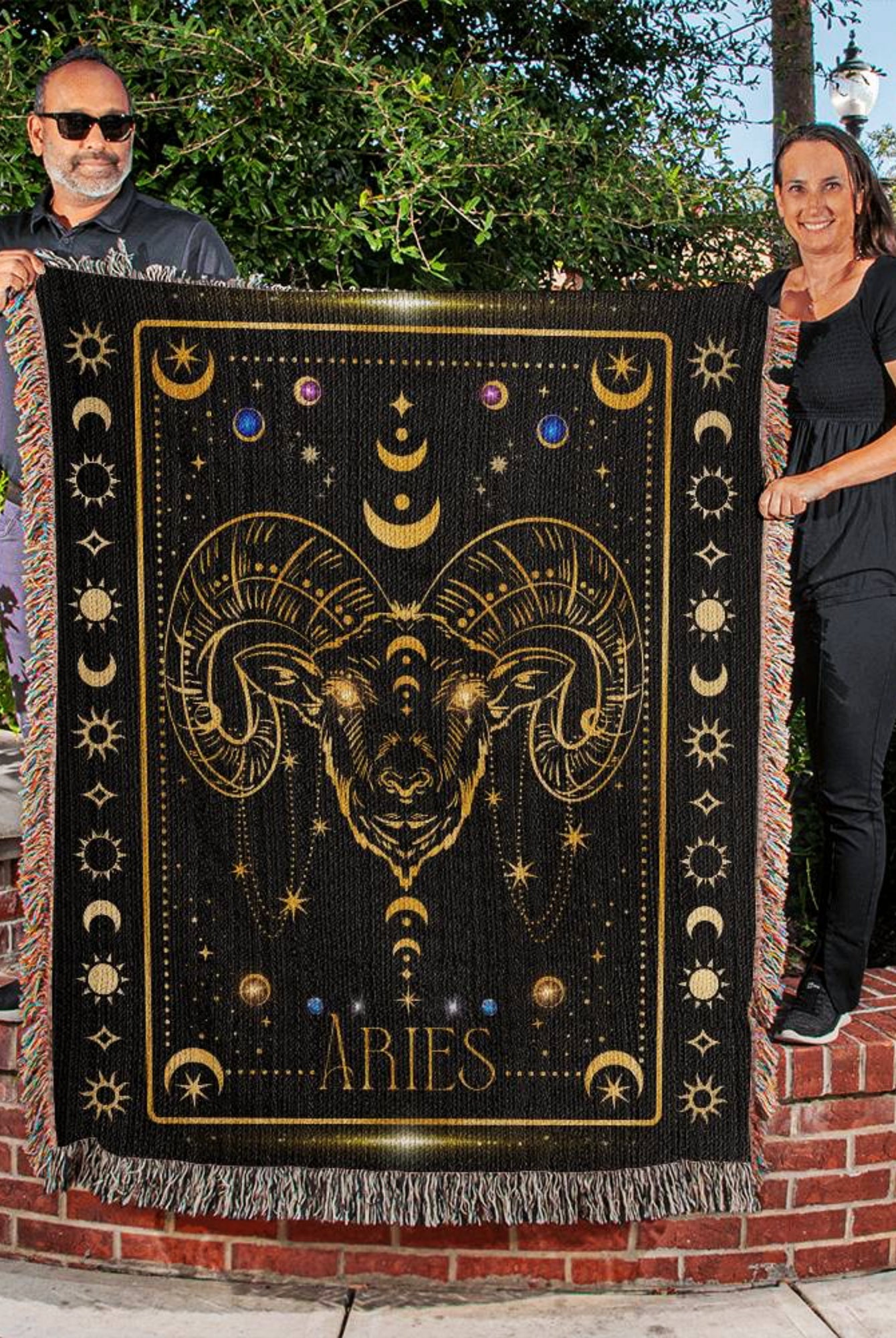Aries Zodiac Woven Throw Blanket Gift