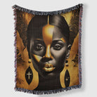 Abstract Black Woman Art Black and Gold Woven Tapestry