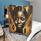 Abstract Black Woman Art Black and Gold Woven Throw