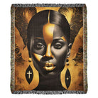Abstract Black Woman Art Black and Gold Woven Home Decor