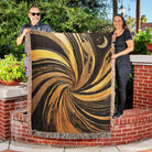 Abstract Black and Gold Woven Throw