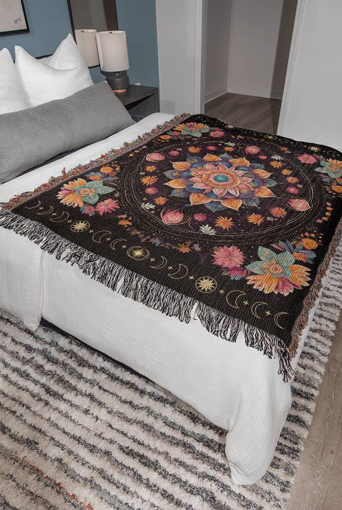 Boho Floral Mandala Bed Throw