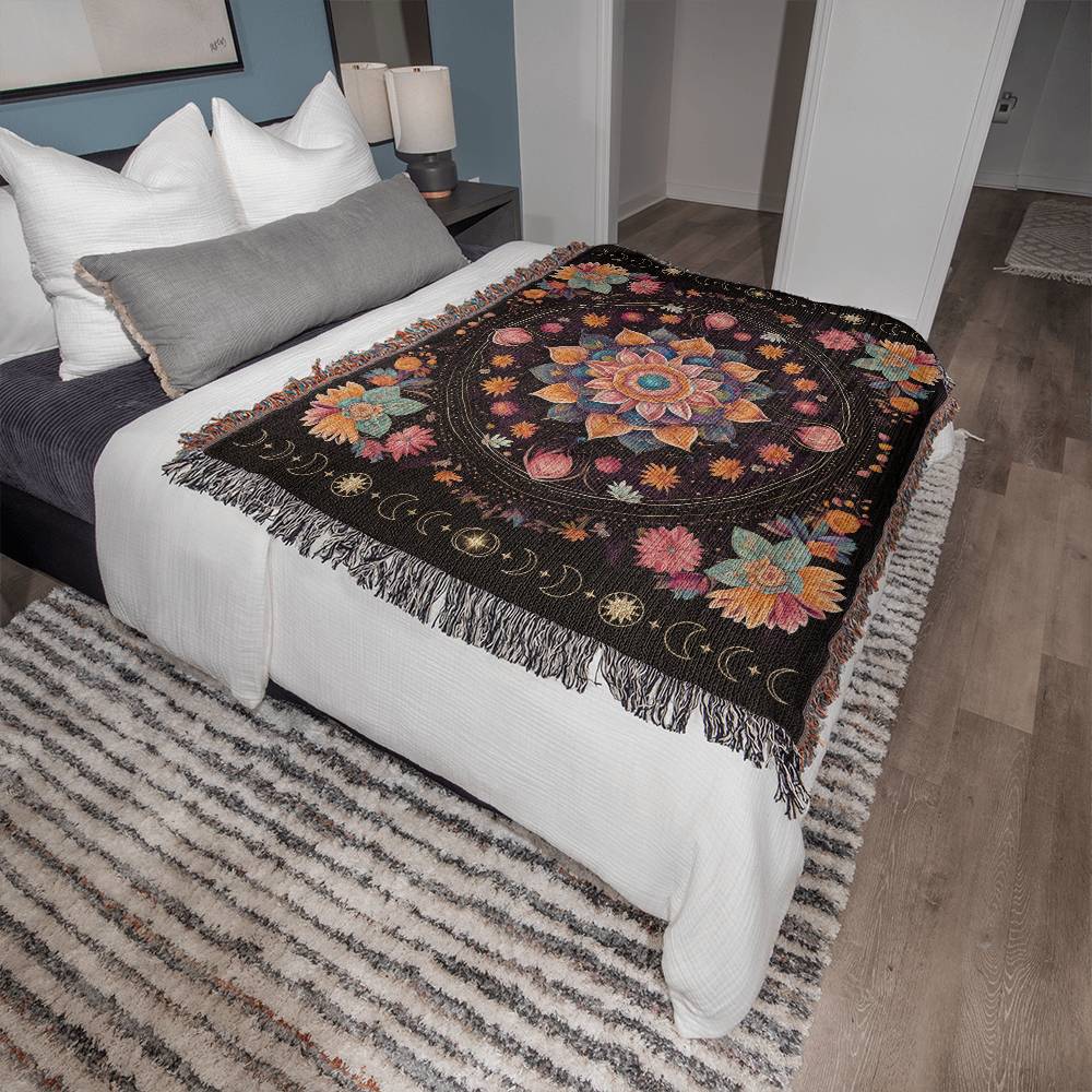 Boho Floral Mandala Bed Throw