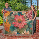 Boho Flowers Botanical Woven Blanket