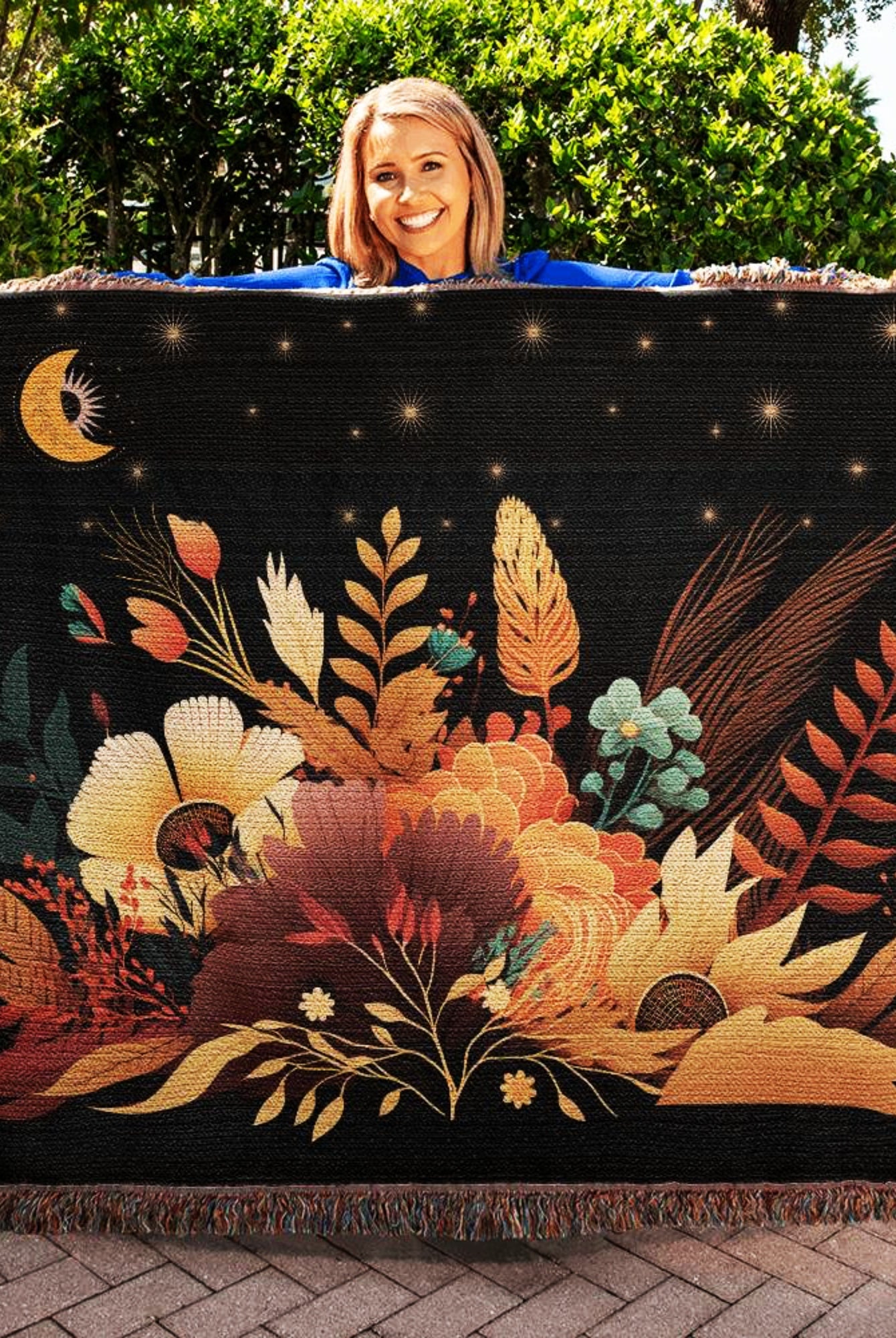 BOHO Flowers Woven Blanket Throw