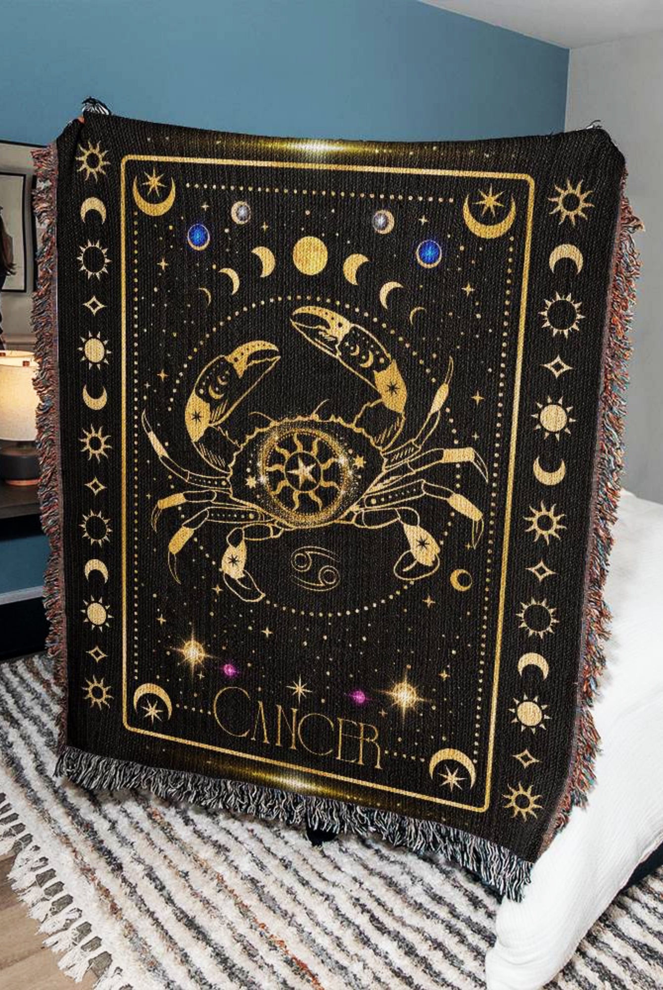 Cancer Zodiac Luxury Woven Throw Blanket