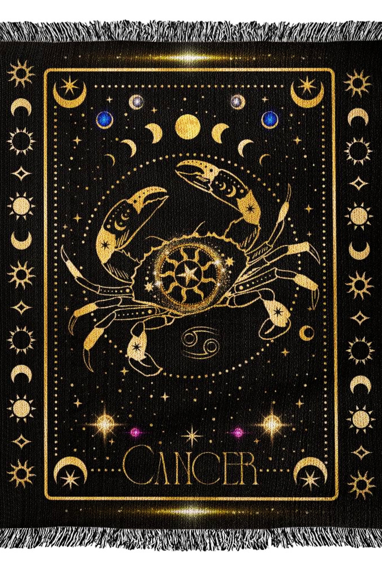 Cancer Zodiac Luxury Cotton Woven Throw Blanket