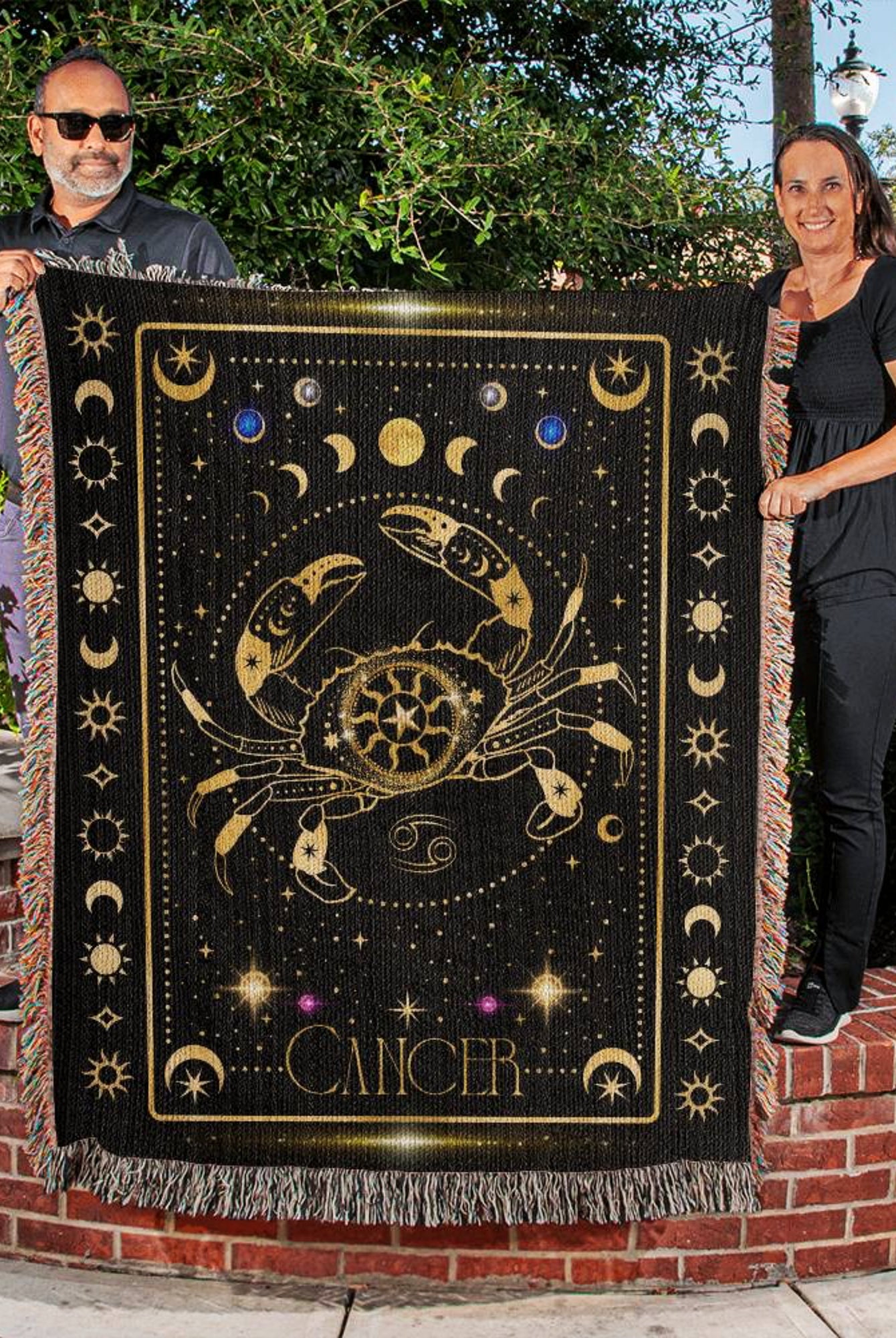 Cancer Zodiac Astrology  Woven Throw Blanket