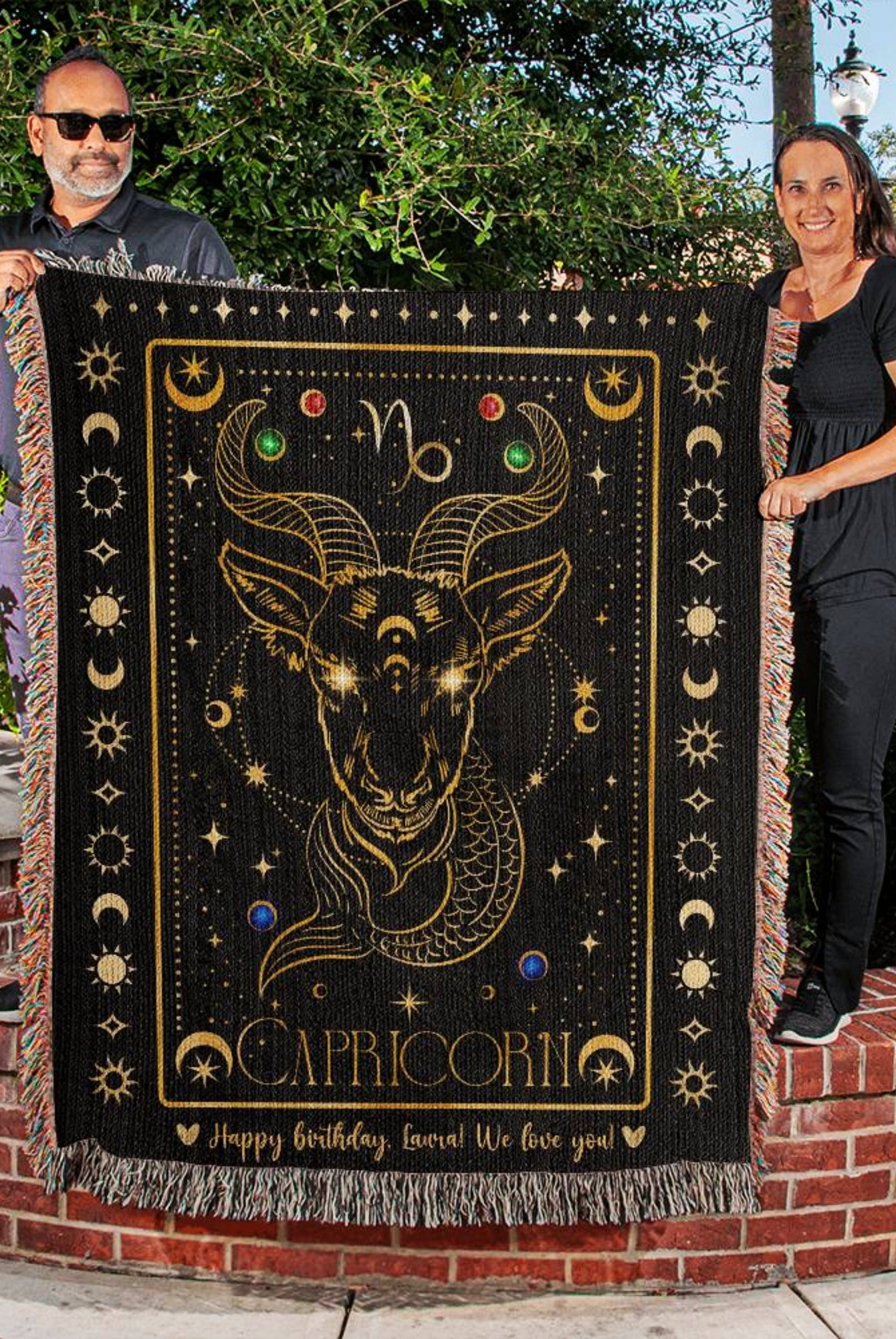 Personalized Capricorn Zodiac Gifts Woven Blanket
