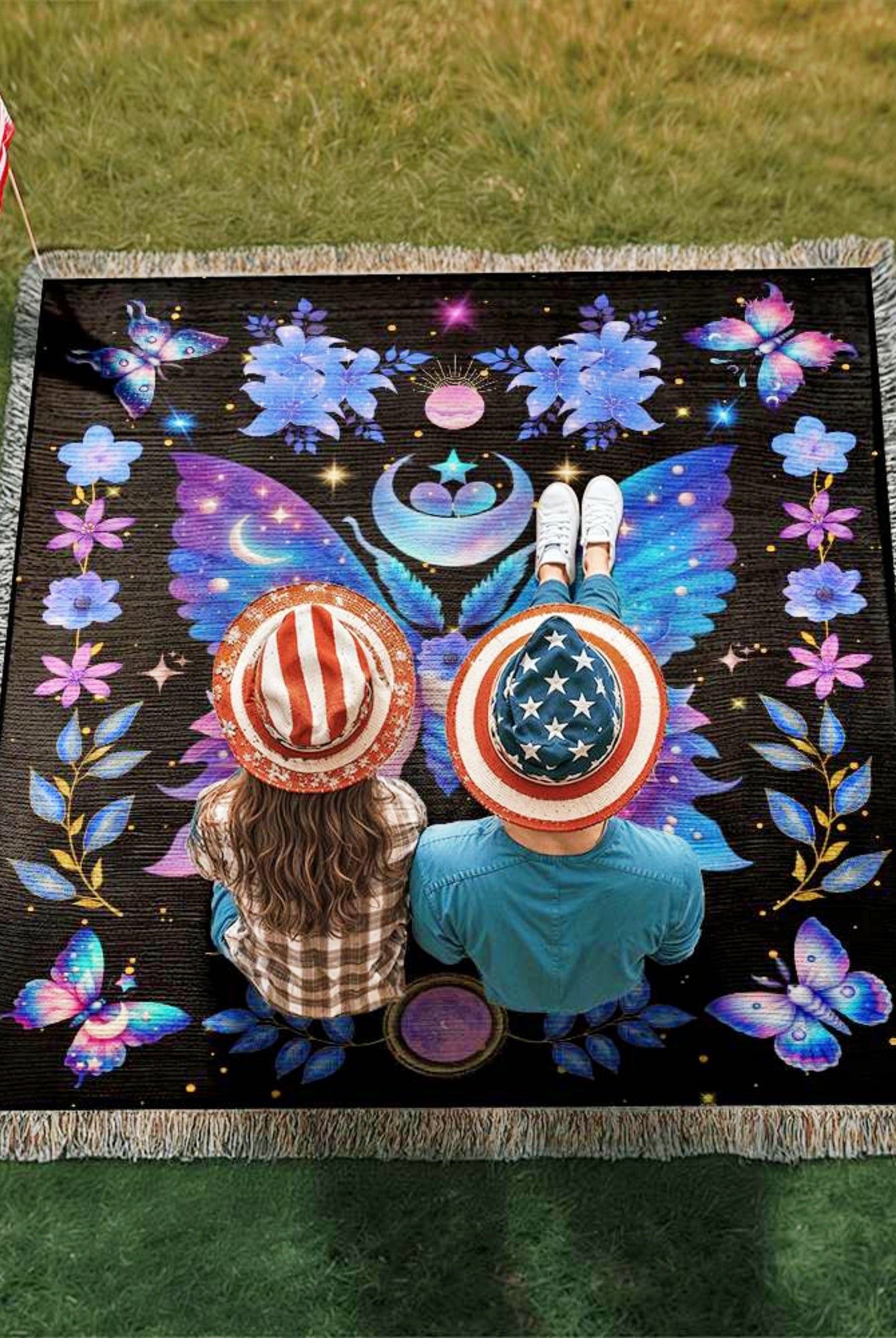 Celestial Moth Picnic Blanket