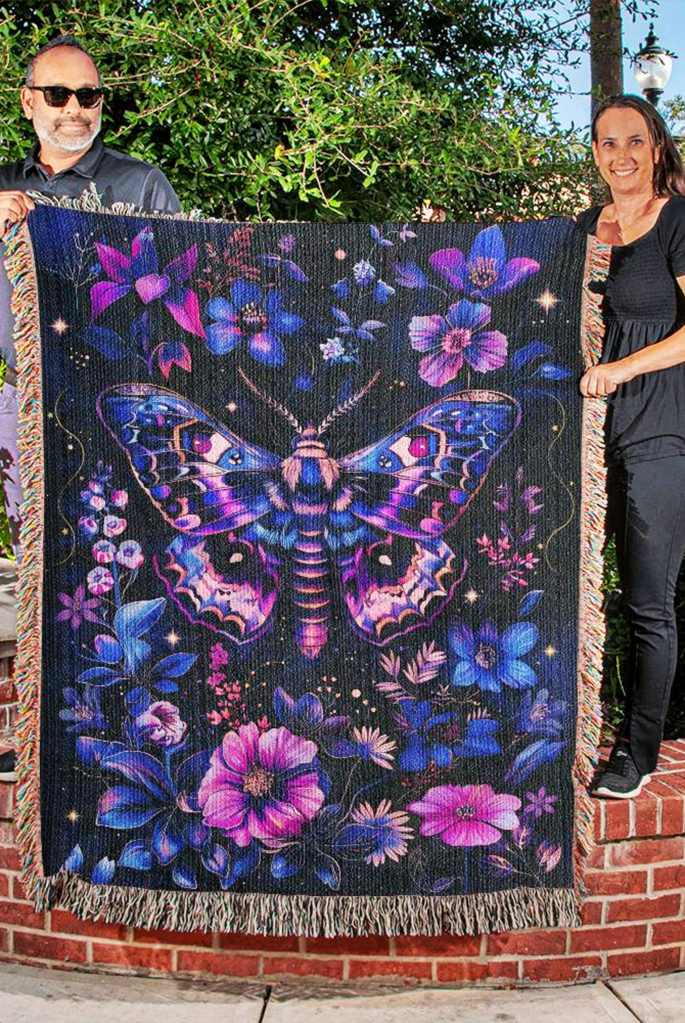 Celestial Moth Woven Throw Blanket