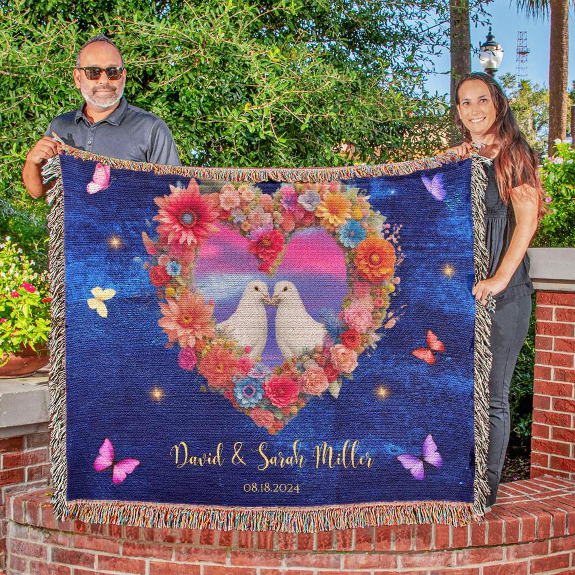 Custom Wedding Gift Tapestry Blanket Throw