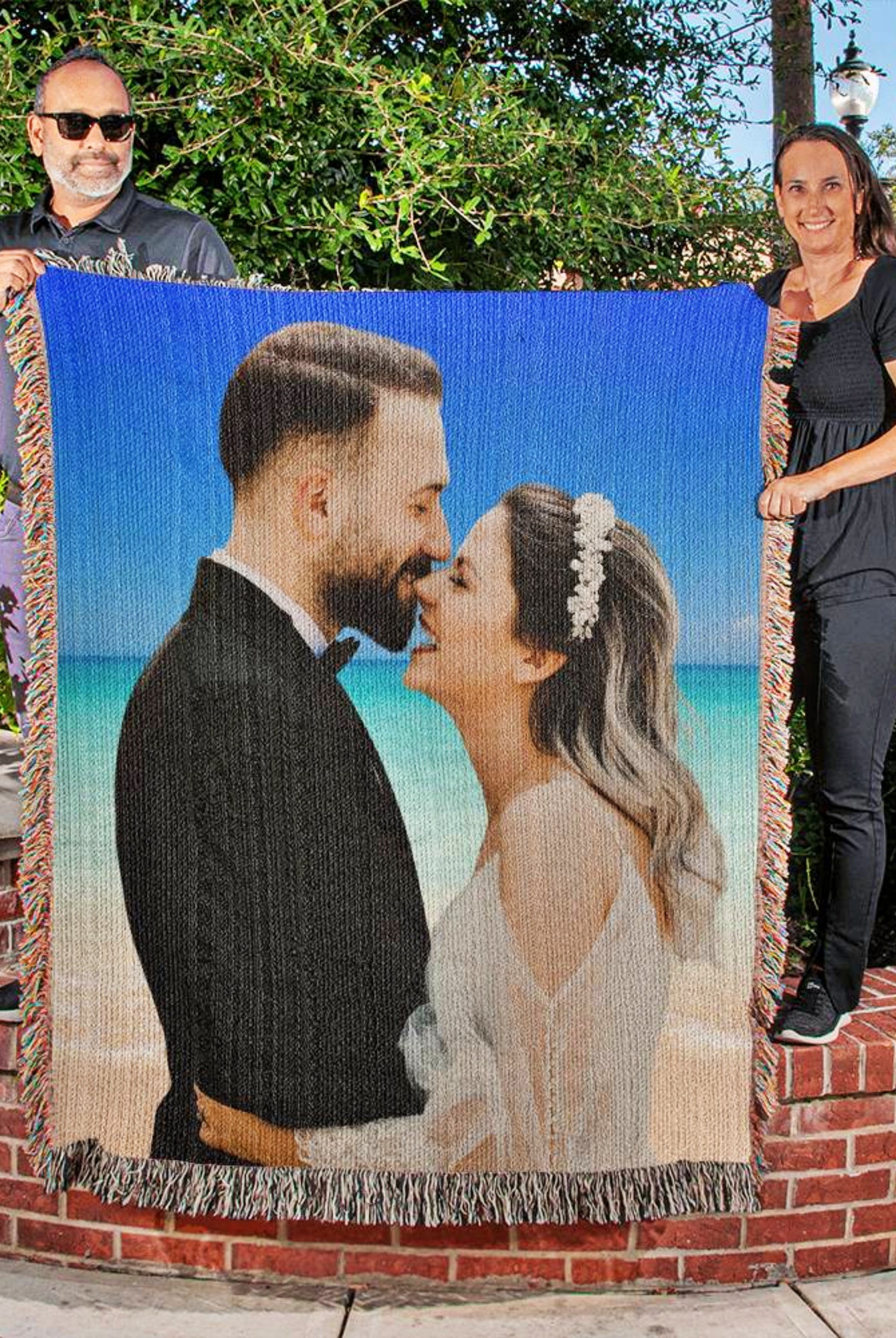 Custom Wedding Photo Woven Blanket