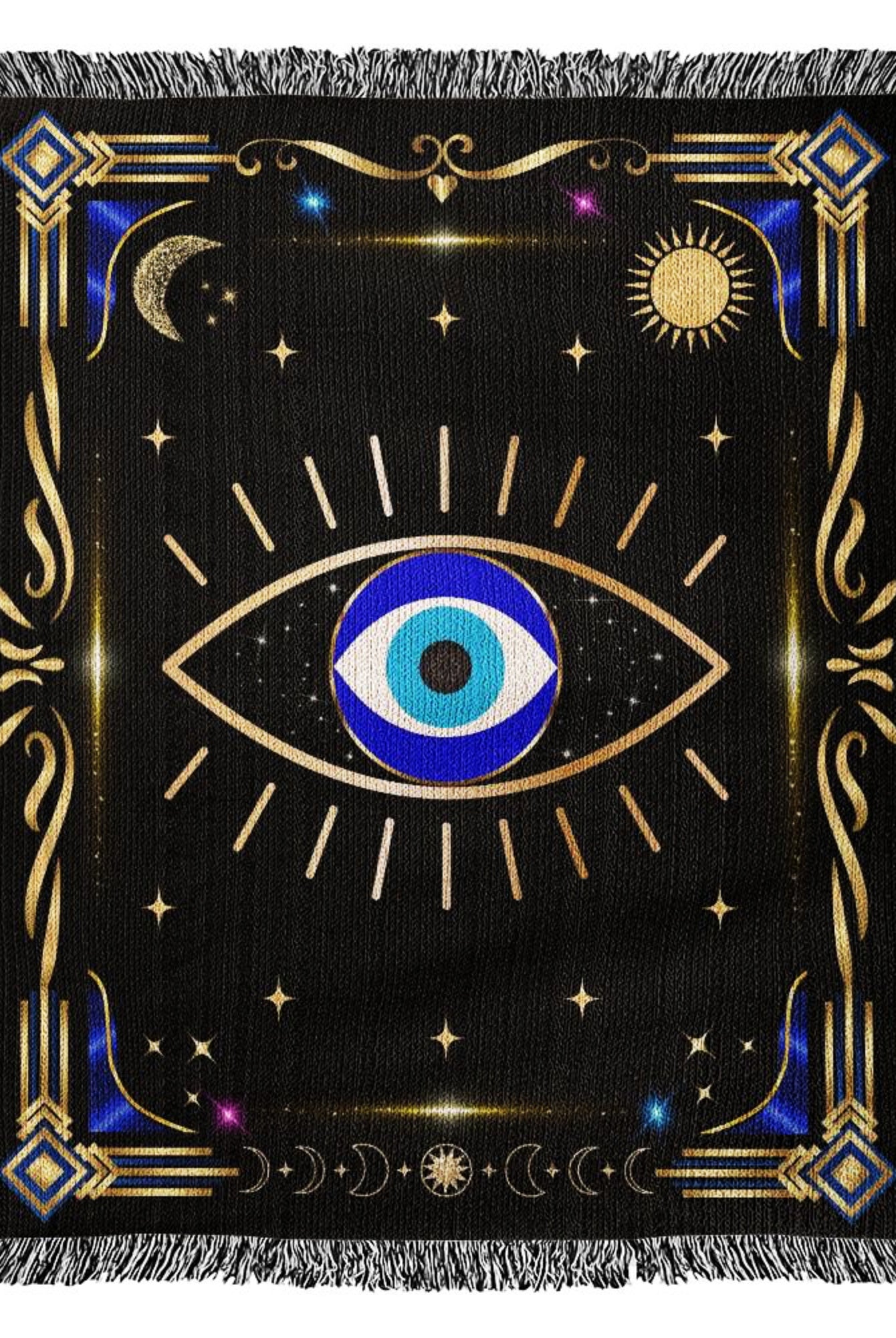 Turkish Evil Eye Gift Woven Blanket