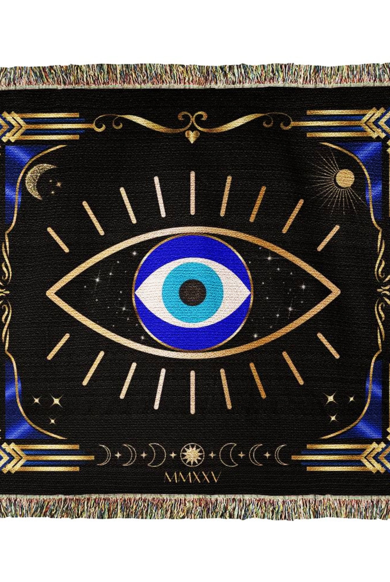 Turkish Evil Eye Woven Blanket Throw