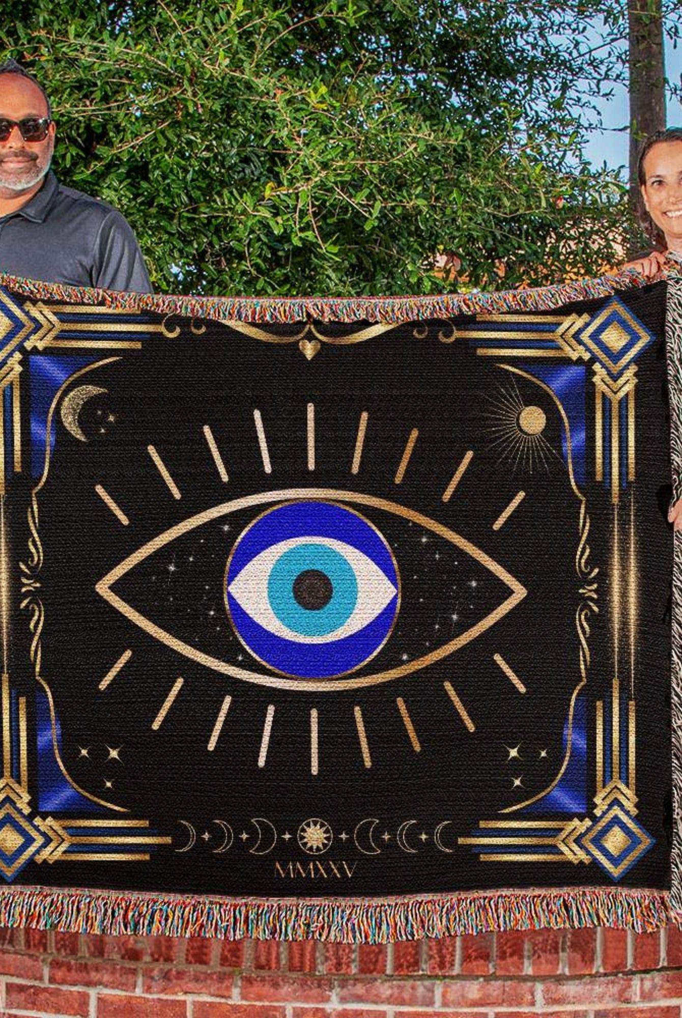 Turkish Evil Eye Woven Blanket Throw