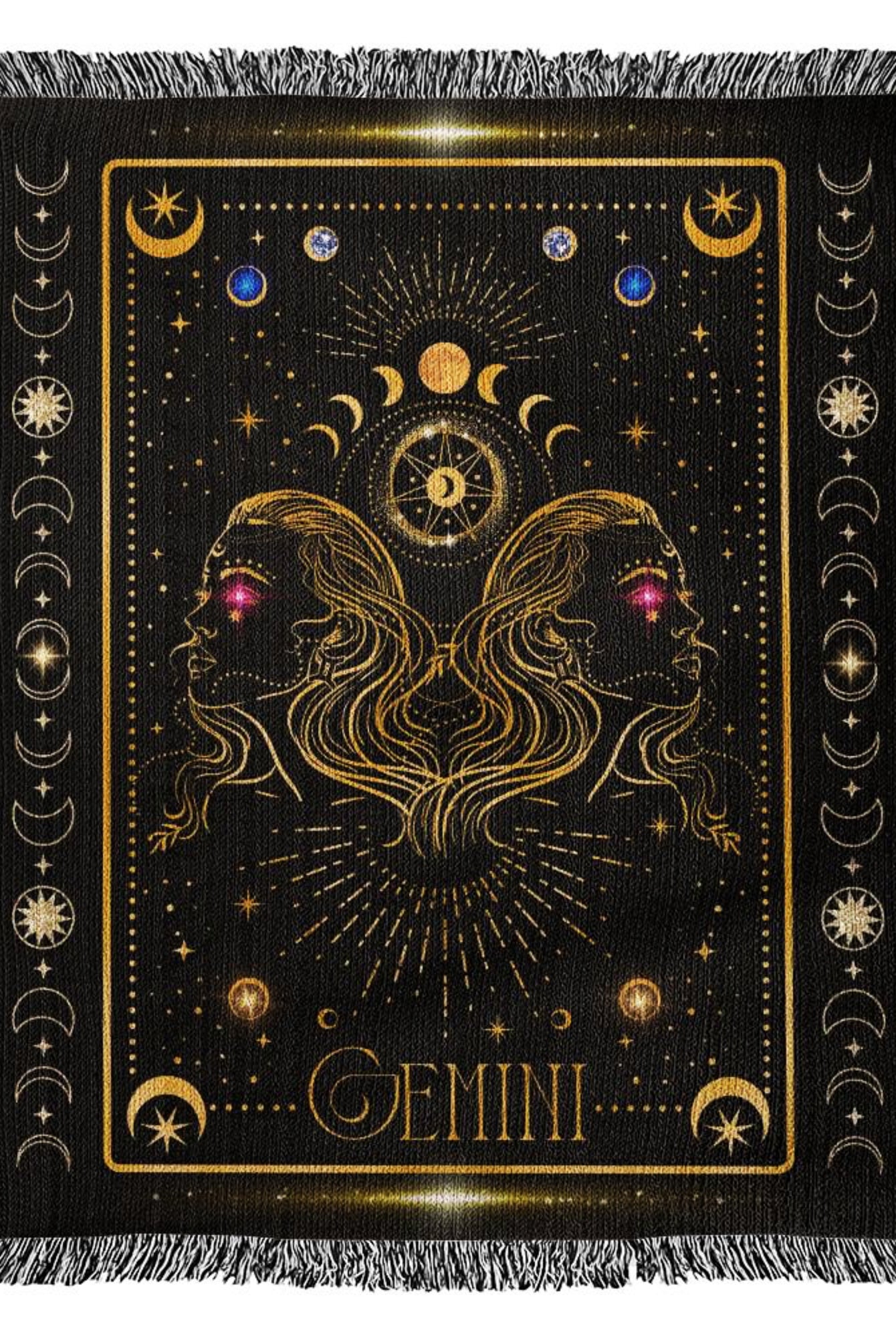 Gemini Gifts Zodiac Luxury Cotton Woven Throw Blanket
