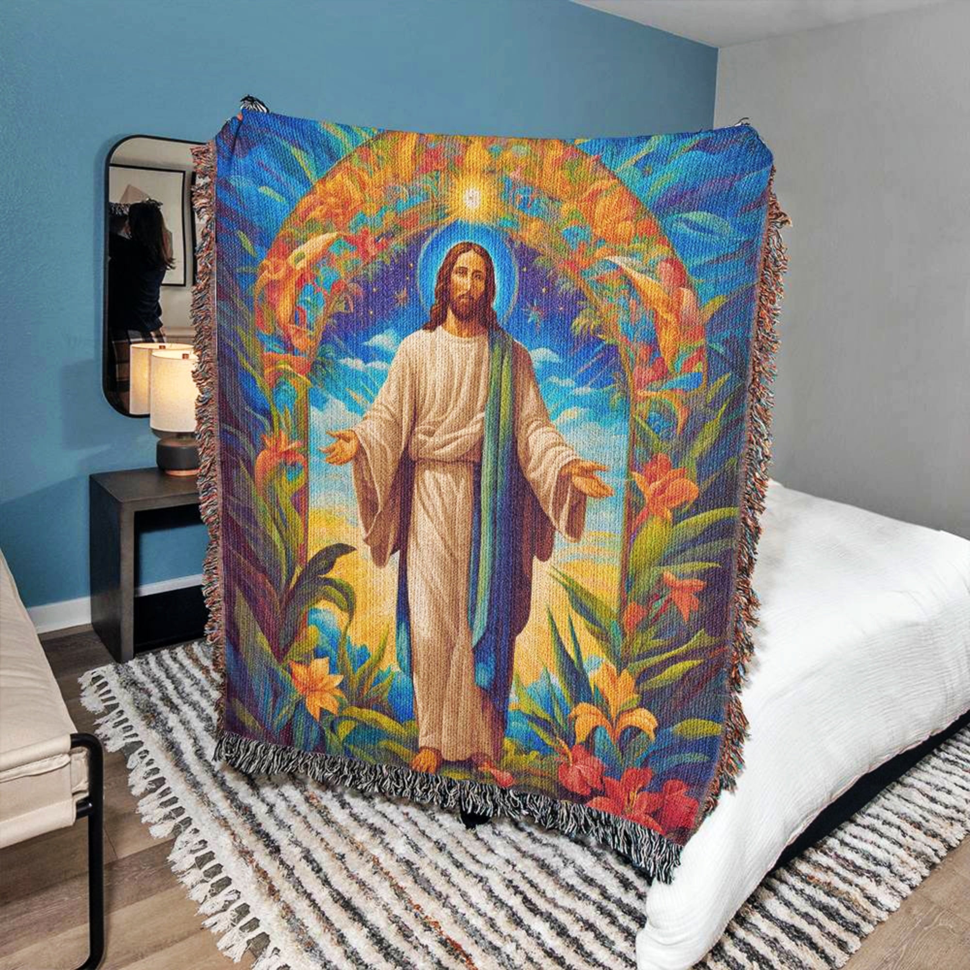 Jesus Christ Christian Woven Tapestry Blanket