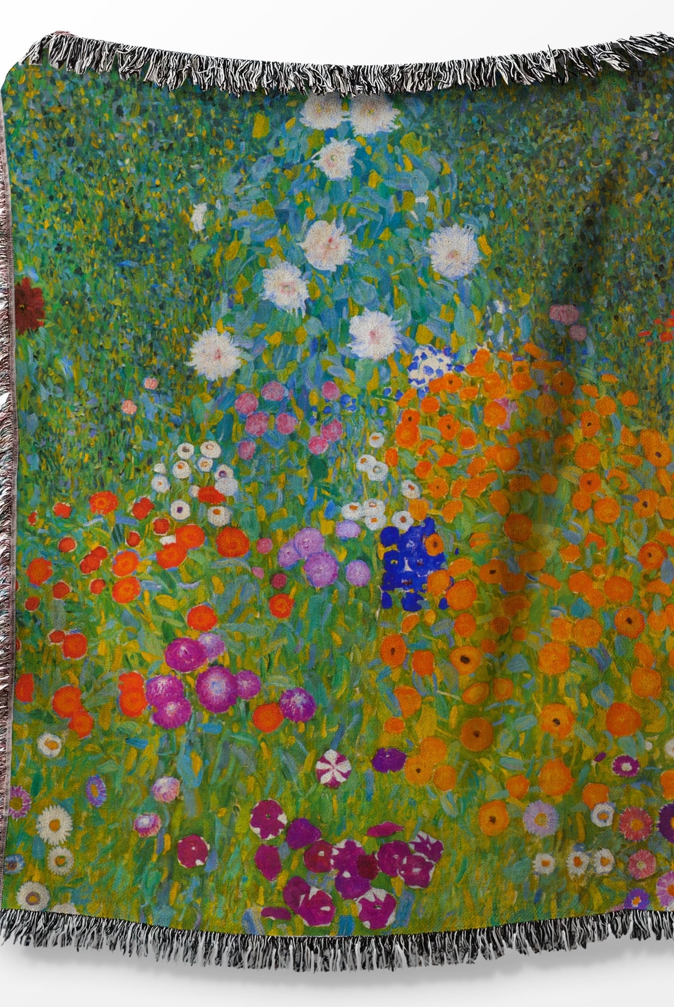 Gustav Klimt Flower Garden Woven Cotton Blanket Throw