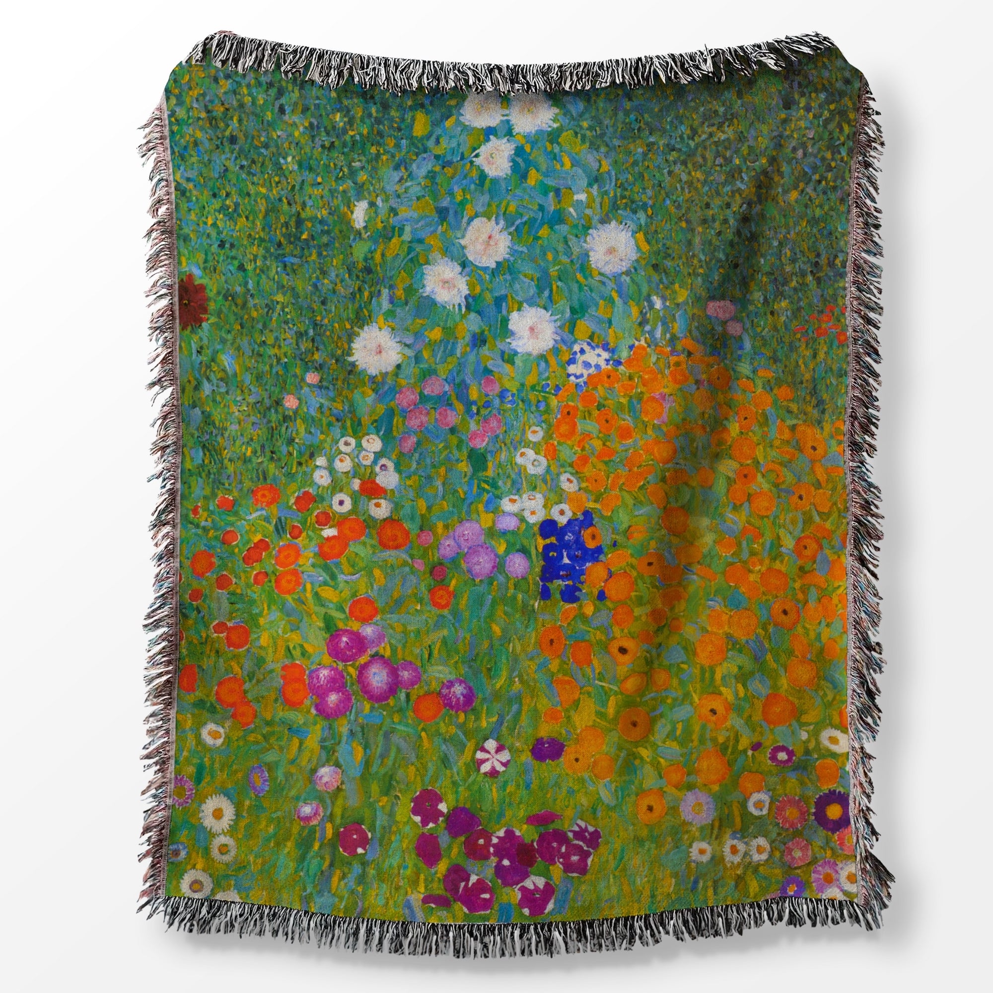 Gustav Klimt Flower Garden Woven Cotton Blanket Throw