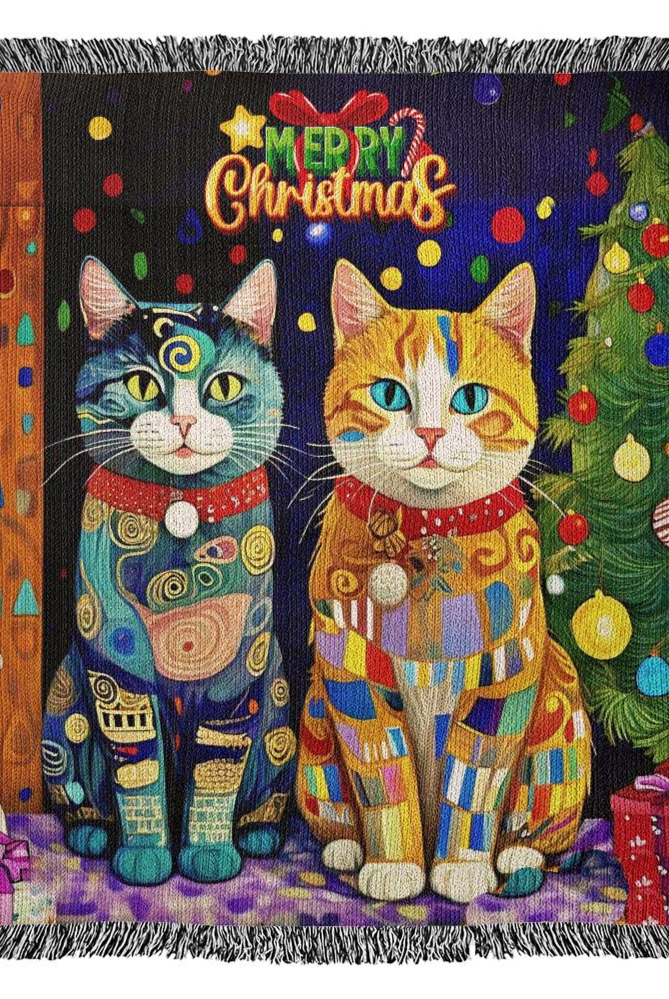 Christmas Cats Woven Throw Christmas Gift for Mom