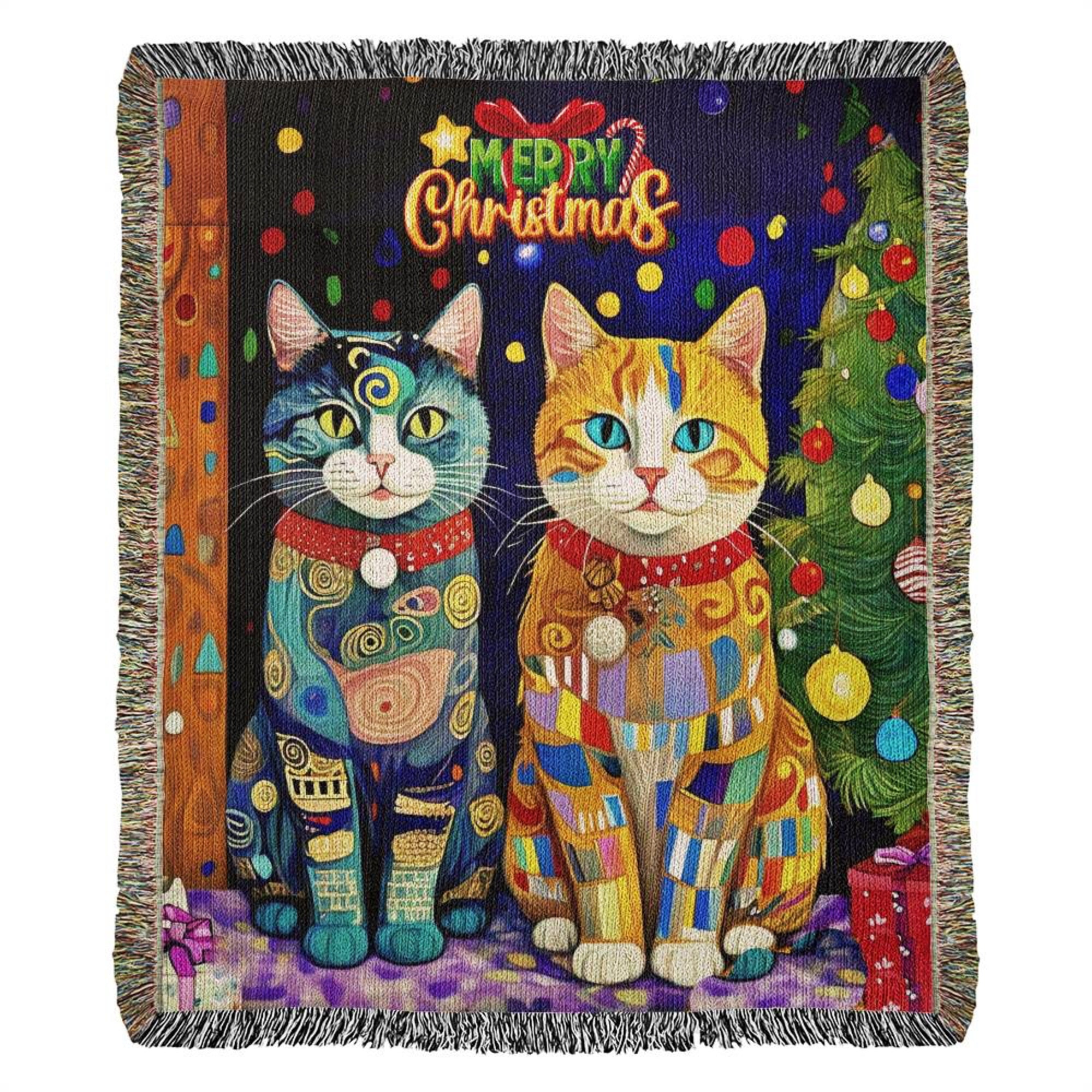 Christmas Cats Woven Throw Christmas Gift for Mom
