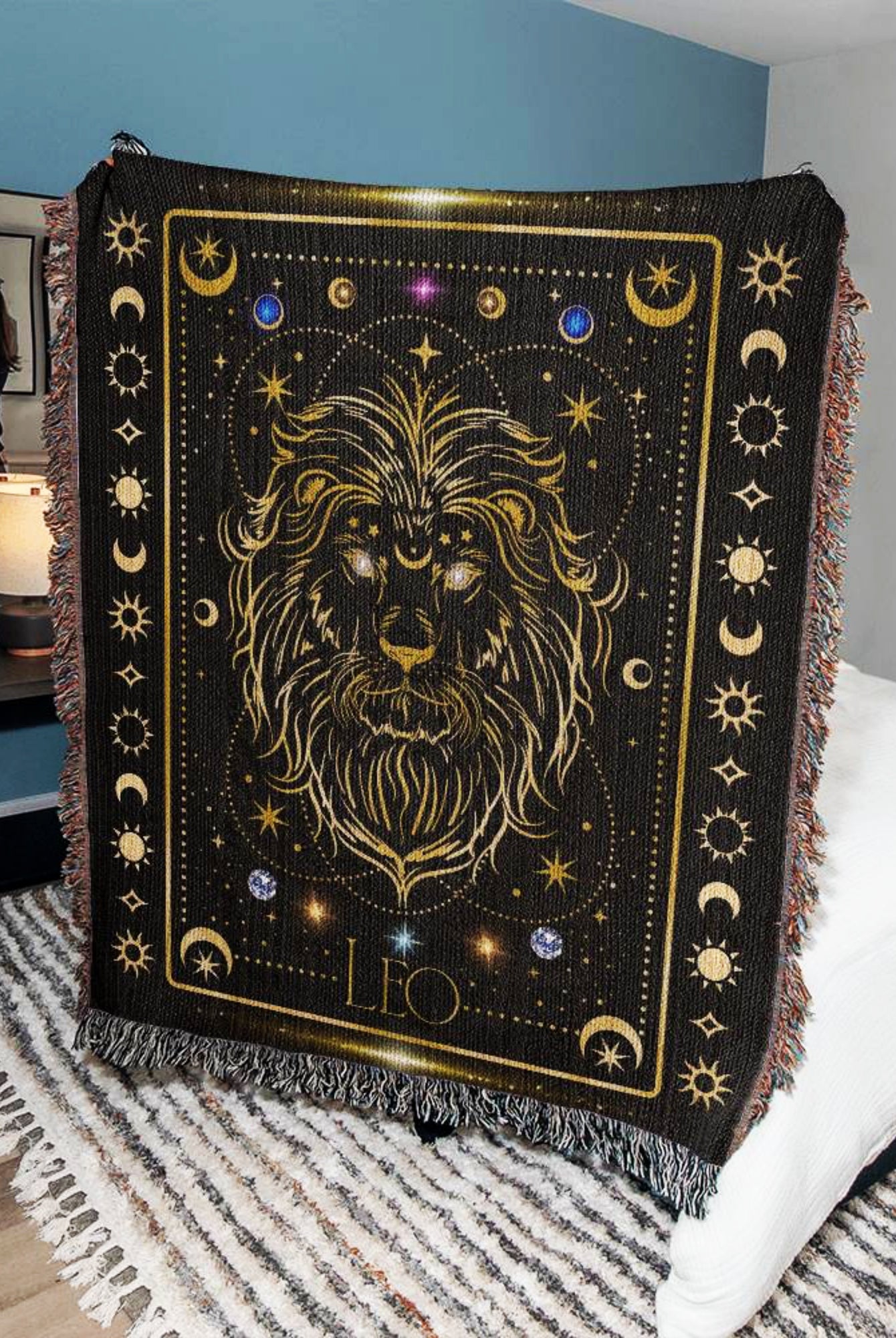Leo Zodiac Astrology Gift Woven Blanket