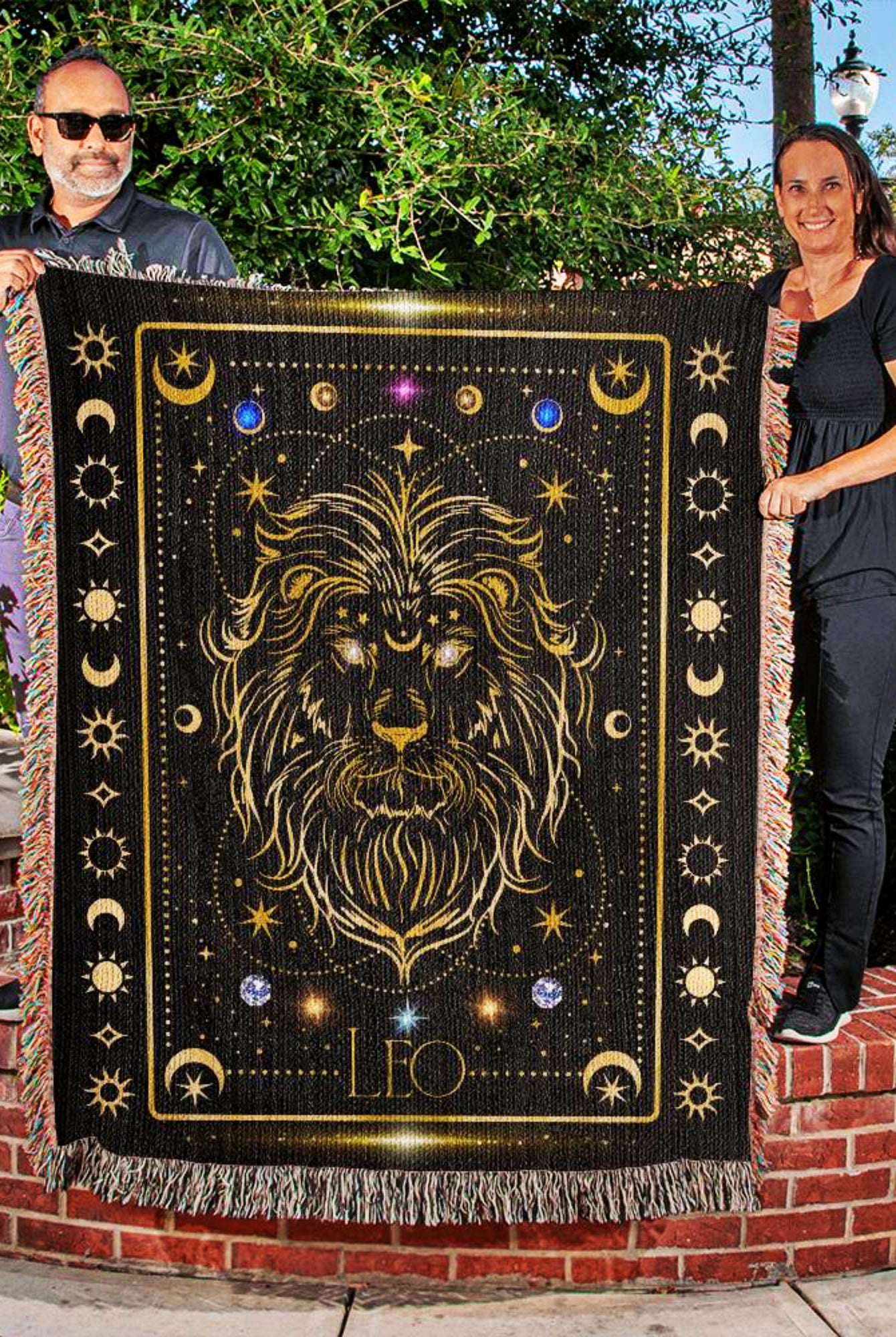 Leo Zodiac Astrology Gift Cotton Woven Blanket