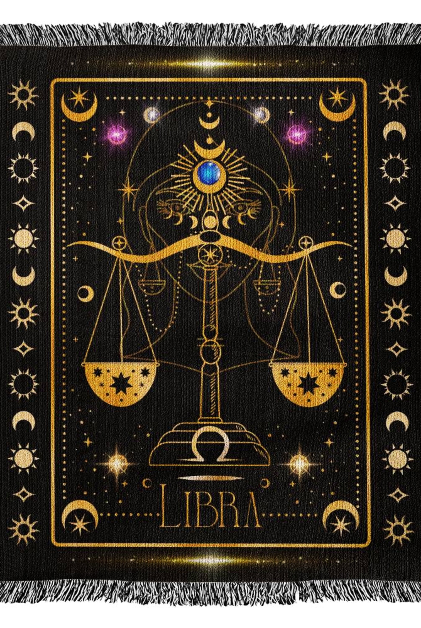 Libra Zodiac Gift Cotton Woven Throw Blanket