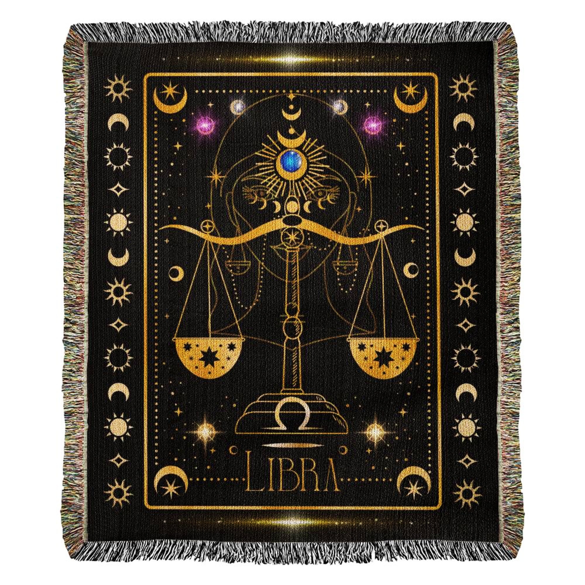 Libra Zodiac Gift Cotton Woven Throw Blanket