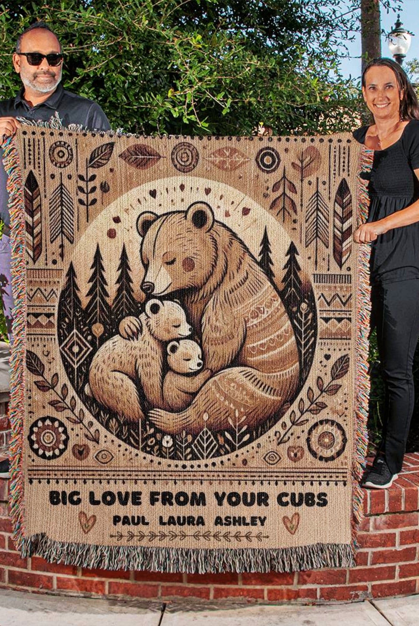 Personalized gift for mom wooven blanket