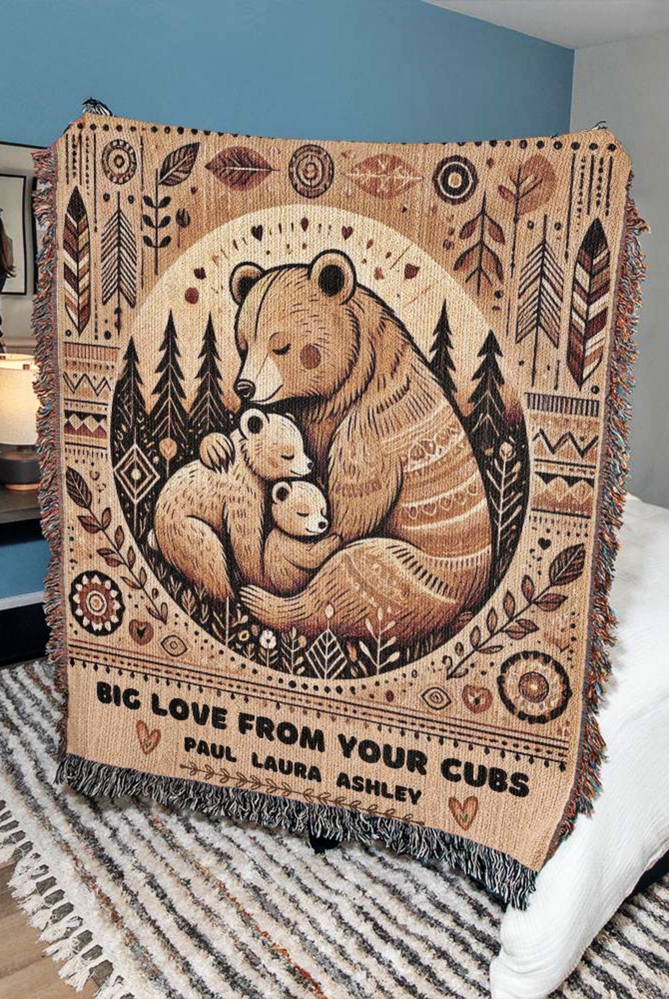 Personalized gift for mom wooven blanket
