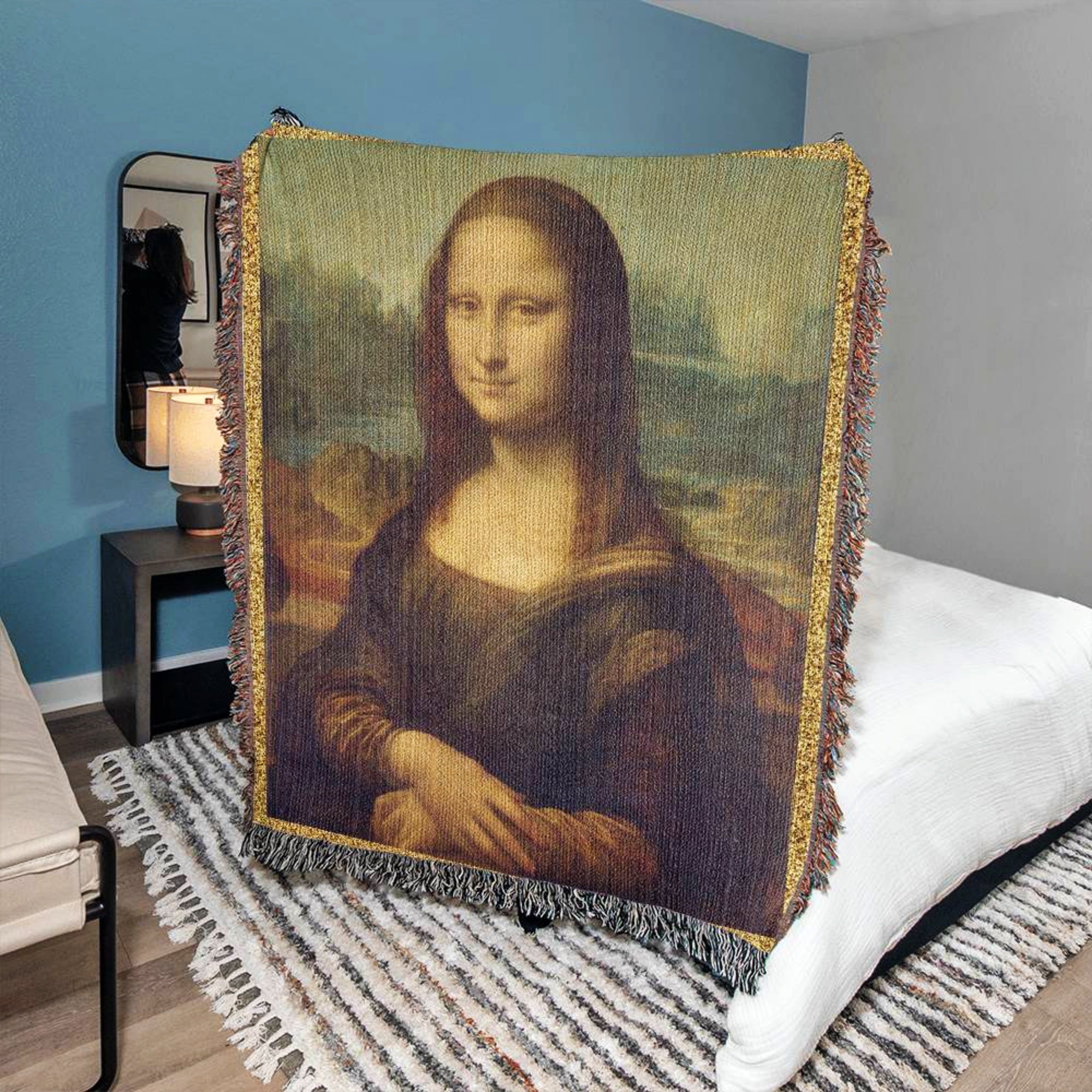 Mona Lisa Leonardo da Vinci Art Woven Blanket Throw